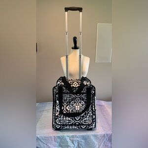 Thirty-One Black and White Travel Bag with Elegant Pattern